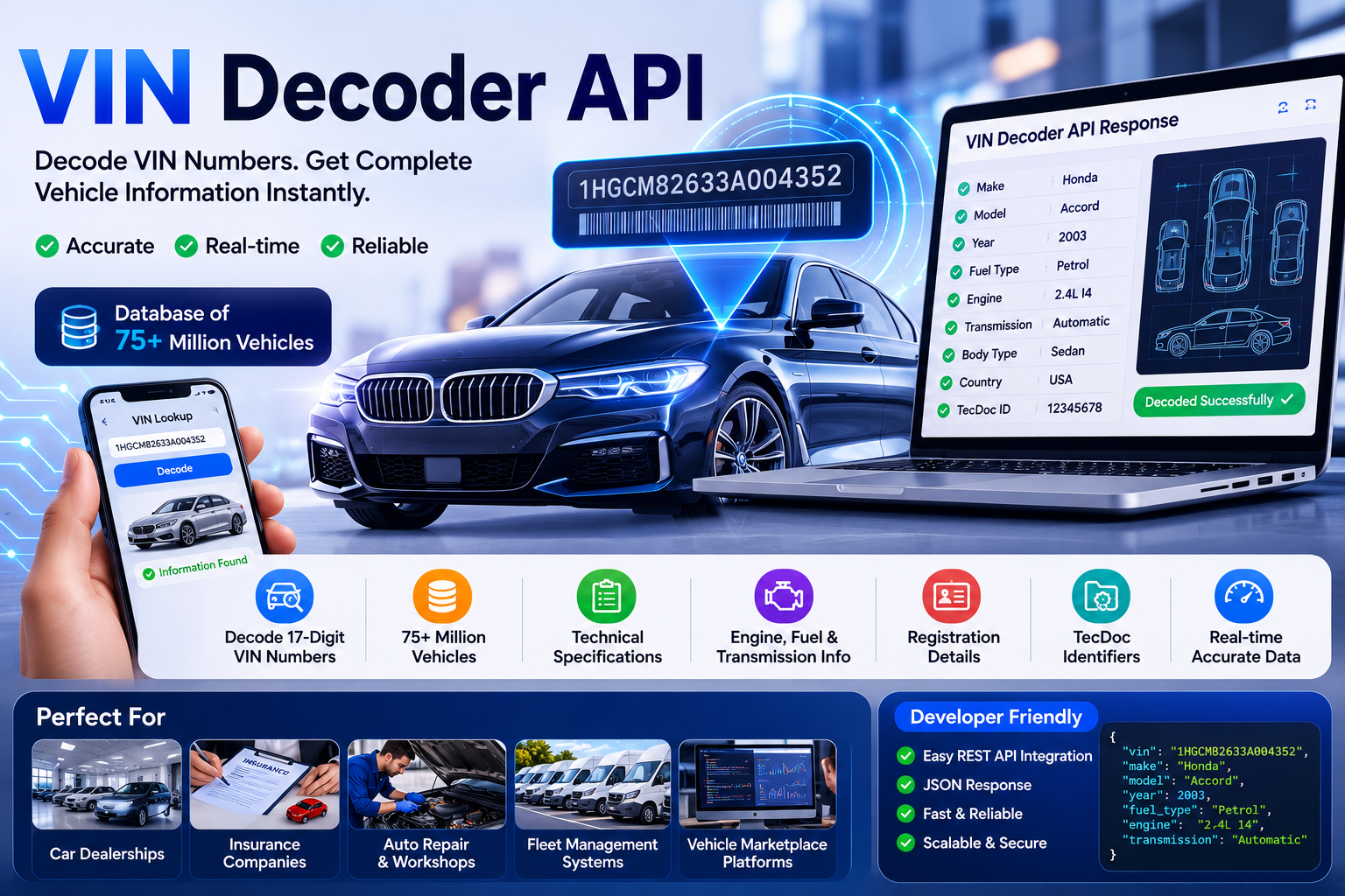 Best VIN Decoder APIs for Developers in 2026: Decode Vehicle VIN Numbers Instantly